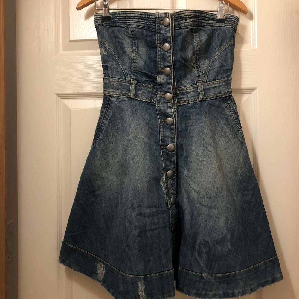 Bershka Denim Strapless Dress